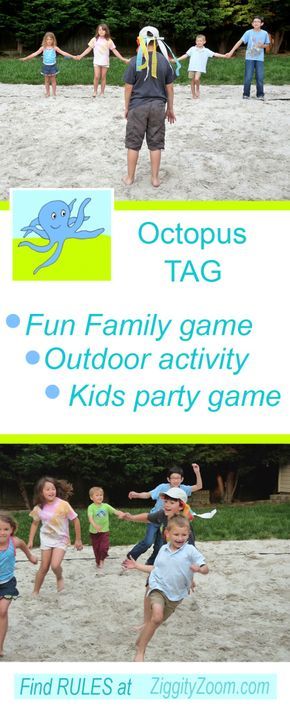 Octopus Tag Outdoor Family Game- Get the Kids Outdoors- Fun Party Game for Kids - Ziggity Zoom Octopus Tag, Ocean Themed Activities, Under The Sea Games, Outdoor Games For Preschoolers, Ocean Games, Games For Preschoolers, Gym Games For Kids, Family Games Outdoor, Group Games For Kids