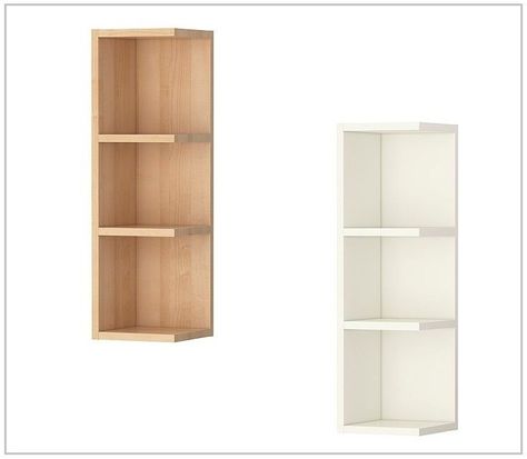 Ikea LILLANGEN Wall Corner Shelf, End unit, White and Birch effect Corner Book Shelf, Wall Corner Shelf, Ikea Wall Shelves, White Flower Wall, Flower Wall Decoration, Kitchen Galley, Wall Shelf Unit, Wall Corner, Bathroom Wall Shelves