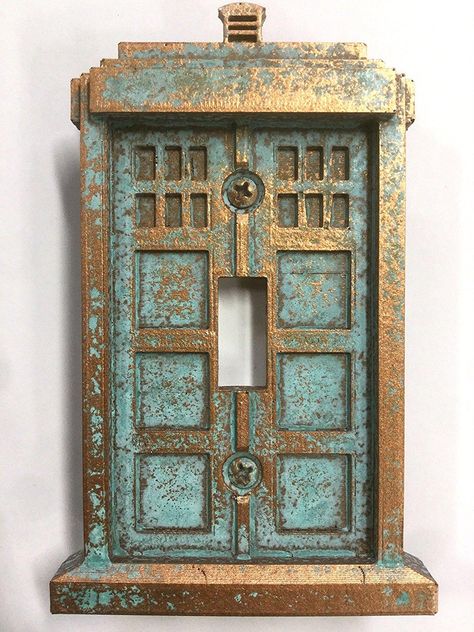 Doctor Who Bathroom, Doctor Who Gifts, Decorative Light Switch Covers, Patina Paint, Aged Copper, Interior Design Themes, Copper Lighting, Light Switch Plate, Copper Patina