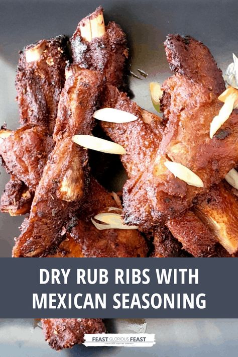 My Dry Rub Ribs with Mexican Seasoning provide absolute maximum taste with embarrassingly minimal effort. Simply add the seasoning to the ribs, pop them in the oven and leave them until cooked. The taste pay-off despite such ease is phenomenal! #spareribs #glutenfree #dairyfree #mexicanflavours #dryrub #porkribs #ovenbakedribs #bakedribs Dry Rub Ribs, Oven Pork Ribs, Pork Riblets, Feast Recipes, Dry Rub For Ribs, Oven Baked Ribs, Vegetarian Bbq, Mexican Seasoning, Pork Spare Ribs