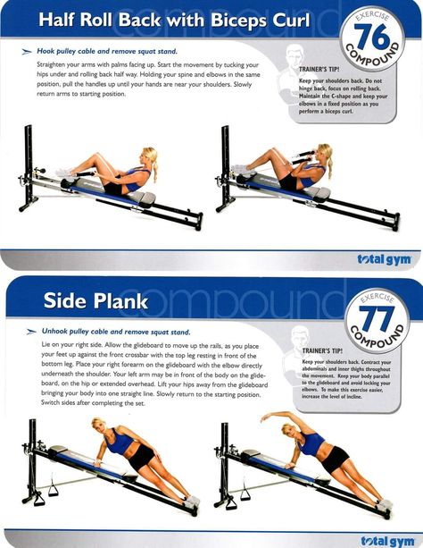 Sliding Bench Workout, Workouts Photo, Gym Routine With Machines, Bench Workouts, Workout Charts, Total Gym Exercise Chart, Rowing Machine Workout Benefits, Rowing Machine Muscles Worked, Total Gym Workouts