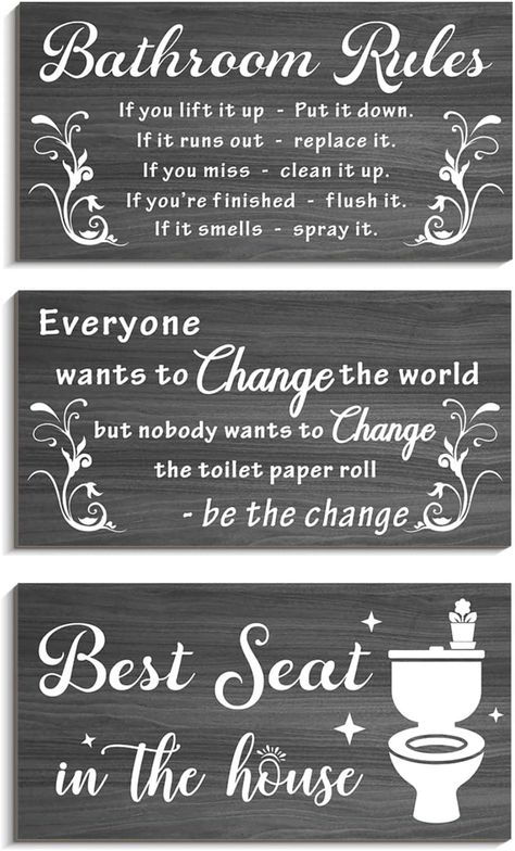 Wood Bathroom Rules Wall Art White Bathroom Sign Hanging Wooden Sign for Bathroom Spa Washroom Spa Washroom, Bling Bathroom, Rose Gold Room, Rose Gold Room Decor, Sign For Bathroom, Washroom Sign, Toilet Signs, Gold Room Decor, Teal Bathroom