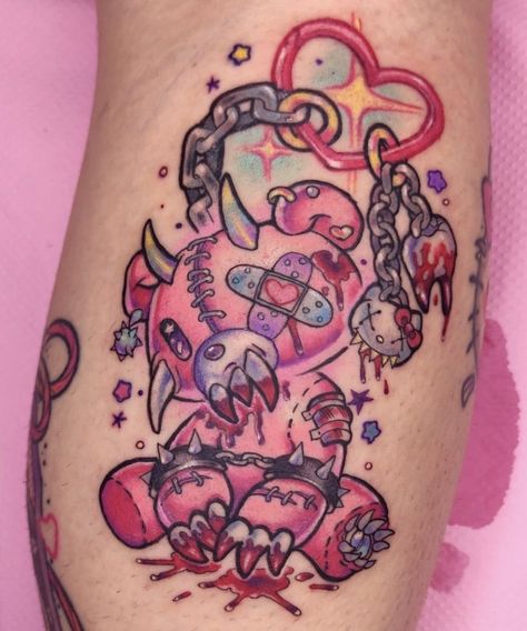 Tattoo Alternative Style, Gloomy Bear Tattoo, Seoul Tattoo, Animation Tattoo, Voodoo Doll Tattoo, Sleeve Inspiration, Goth Tattoo, Doll Tattoo, Gloomy Bear