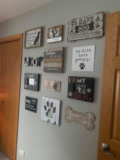 Pet Pictures Wall, Dog Corner Ideas Decor, Dog Corner Ideas, Dogs Room, Picture Wall Ideas, Dog Space, Dog Room Decor, Dog Sympathy Card, Cat Bedroom