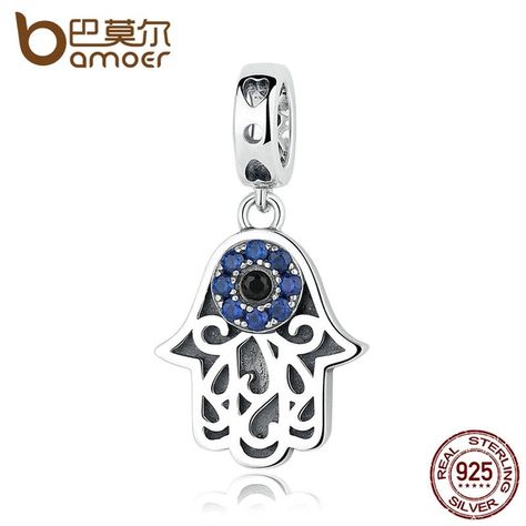 Geometric Silver Jewellery, Hamsa Charm, Bracelet Pandora, Fitness Bracelet, Authentic Jewelry, Blue Evil Eye, Evil Eye Pendant, Evil Eye Charm, Hamsa Hand