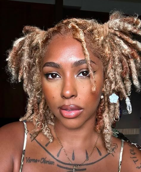 Brown Locs, Blonde Locs, Dyed Dreads, Blonde Dreads, Short Locs, Twisted Hair, Dreads Girl, Big Box Braids Hairstyles, Short Locs Hairstyles