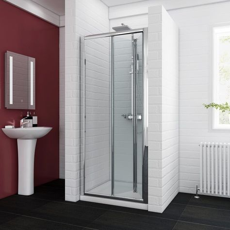 Belfry Bathroom Montalvo Tempered Glass Bifold Shower Door | Wayfair.co.uk Bifold Shower Door, Semi Frameless Shower Doors, Framed Shower Door, Tub Doors, Diy Plumbing, Bathroom Size, Frameless Shower Doors, Bath Screens, Glass Shower Doors