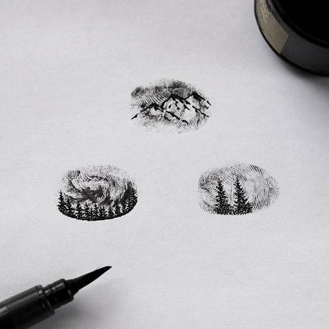 Oma Tattoo, Thumbprint Tattoo, Fingerprint Tattoo, Illusion Tattoo, Fingerprint Tattoos, Coordinates Tattoo, Ink Link, Sky Illustration, Optical Illusion Tattoo