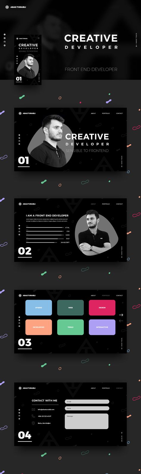 Frontend Portfolio Web Design, Frontend Project Ideas, Portfilo Website Design, Web Design For Portfolio, Front End, Developer Website, Web Developer Website Design, Social Media Website Design, Uiux Design Portfolio