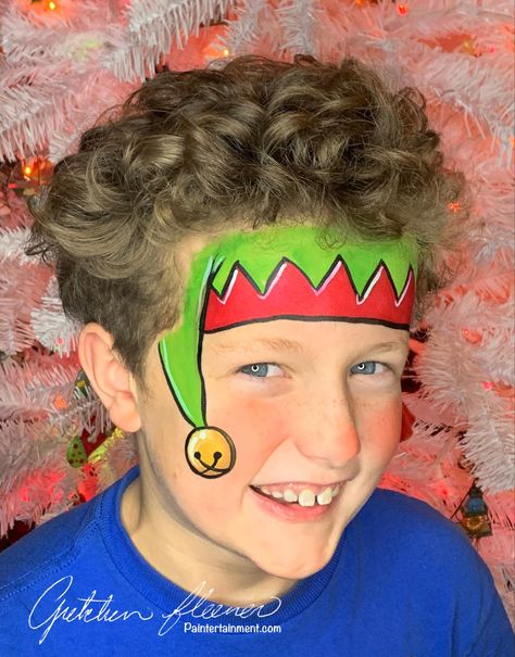 Christmas Face Painting For Kids, Christmas Face Painting Easy, Kids Face Painting Easy, Christmas Face Painting, Cheek Art, Elf Face, Arm Painting, Face Paints, Face Painting Easy