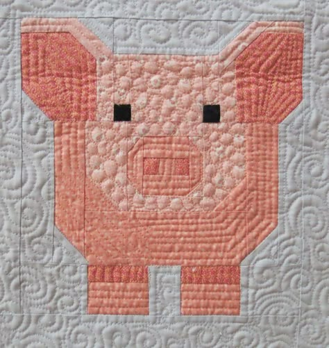 Fab Farm for Emila | The Potting Shed Quilter Pig Quilt Block Pattern Free, Pig Quilt, Elizabeth Hartman Quilts, Farm Quilt Patterns, Farm Animal Quilt, Elephant Quilt, Vintage Quilts Patterns, Farm Quilt, Fabric Sewing Patterns