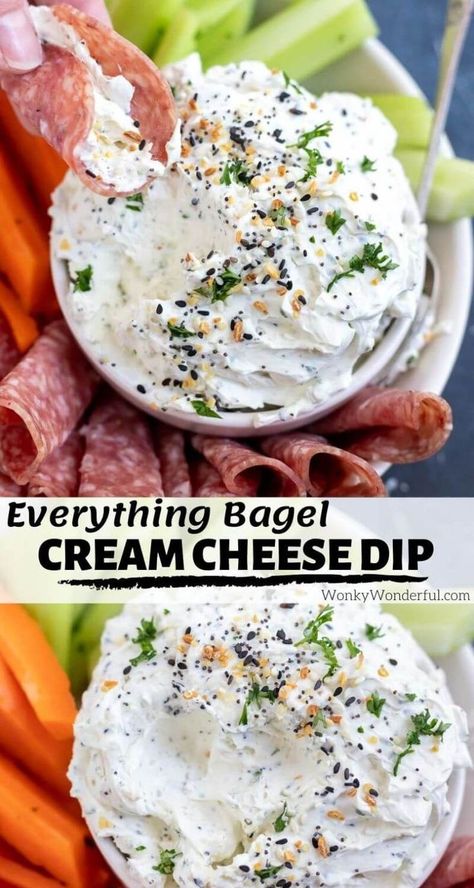 For a super quick and easy appetizer or snack, make this Everything But The Bagel Cream Cheese Dip. This creamy dip is low carb, Keto friendly. Bagel Dip, Everything But The Bagel, Cream Cheese Dip, Bagel Cream Cheese, Boiled Egg Diet Plan, Cream Cheese Dips, Creamy Dip, Quick And Easy Appetizers, Low Carb Diet Recipes