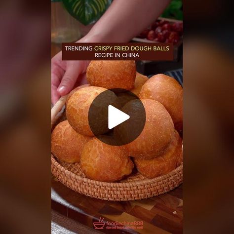 Trending crispy fried dough balls recipe in China. Have u ever seen it... | Cooking Recipes | TikTok Fried Dough Balls Recipe, Dough Balls Recipe, Fried Dough Balls, Fried Buns, Recipes Tiktok, Fried Bread, Fried Dough, Balls Recipe, Dough Balls