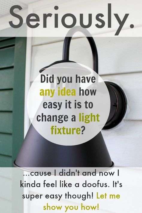 Changing a light fixture is like the easiest thing ever and makes you feel so accomplished! Great step-by-simple-step tutorial! Change A Light Fixture, Home Fix, Casa Exterior, Up House, Diy Home Repair, Home Repairs, Diy Home Improvement, Home Reno, Home Maintenance