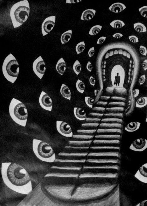 . German Expressionism, Soyut Sanat Tabloları, Twilight Zone, Trippy Art, Surreal Art, Horror Art, An Eye, Dark Art, Hình Xăm