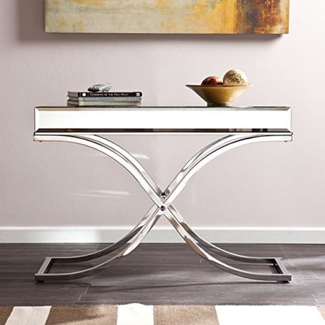 Ava Mirrored Console Table  Chrome -- See this great product.Note:It is affiliate link to Amazon. #picoftheday Mirror Console Table, Entry Console Table, Mirrored Console Table, Chrome Mirror, Mirror Console, Modern Console Tables, Modern Console, Table Top Design, Entryway Table