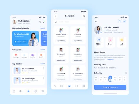 Medicare - Doctor Appointment App by Shadhin Ahmed Doctor Appointment App, Doctor App, Health App Design, Dashboard Mobile, App Inspiration, Web Design Websites, Ui Design Dashboard, Medical App, Color Design Inspiration