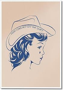 Vintage Blue Even Cowgirls Get The Blues Canvas Wall Art - Retro Western Cowgirl Posters Prints - Cute Preppy Cowgirl Wall Decor Paiting for Girls Bedroom 16x24in Unframed Cowgirl Wall Decor, Costal Cowgirl Paintings, Costal Cowgirl Print, Coastal Cowgirl Aesthetic Poster, Coastal Cowgirl Graphic Design, Costal Cowgirl Artwork, Even Cowgirls Get The Blues, Cowgirls Get The Blues, Preppy Cowgirl