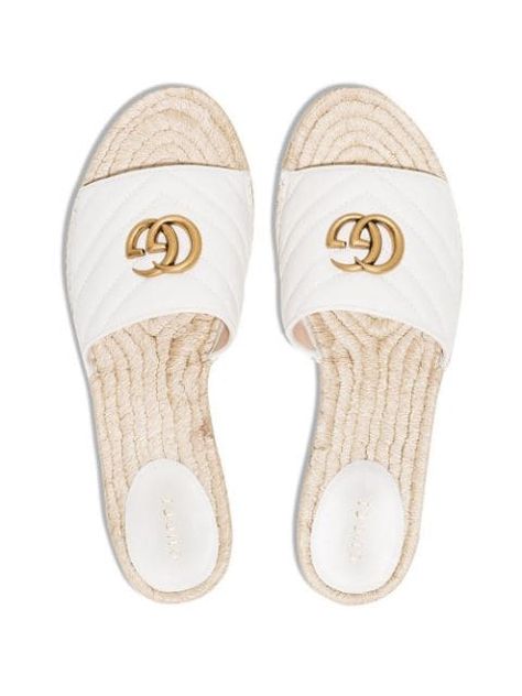 Gucci Espadrilles, Chevron Jewelry, Designer Slides, White Espadrilles, Shoes Outfit Fashion, Shoes Flats Sandals, Platform Espadrilles, Gg Logo, Shoe Inspo