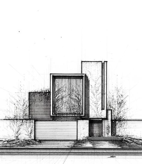 House Outer Design, Facade Architecture Design, Architecture Life, Interior Design Sketches, Modern House Facades, Architecture Concept Drawings, Architecture Design Concept, Container House Design, Modern Architecture House