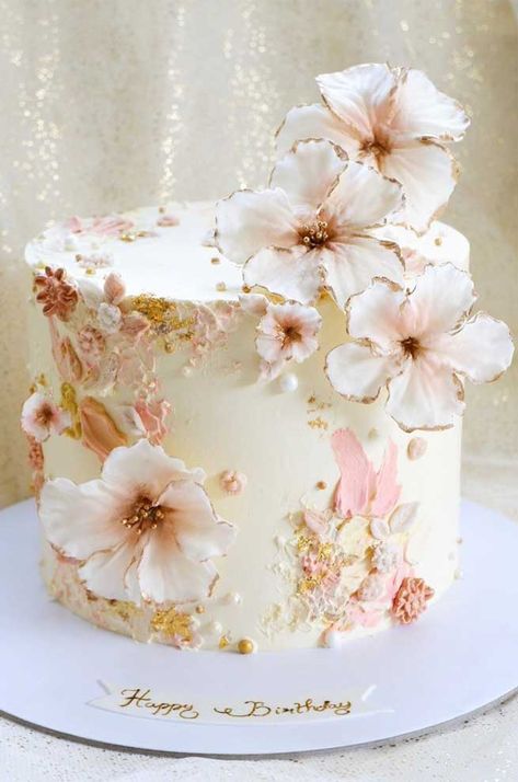 Single Tier Wedding Cake, Artist Cake, Pretty Wedding Cakes, Beautiful Cake Designs, Elegant Birthday Cakes, Beautiful Birthday Cakes, Unique Wedding Cakes, Pretty Birthday Cakes, Painted Cakes