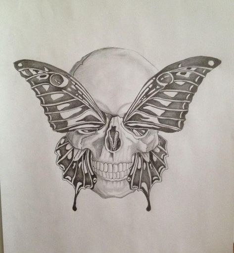 Inner Beauty Drawing, Skull Throat Tattoo, Inner Beauty Art, Female Throat Tattoo Ideas, Badass Small Tattoos, Badass Tattoo Ideas, Butterfly And Skull, Skull With Butterflies, Skull Butterfly Tattoo