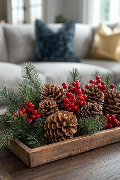 Coffee Table Christmas Decor Ideas, Christmas Decor Ideas Easy, Coffee Table Christmas Decor, Coffee Table Christmas, Table Christmas Decor Ideas, Table Christmas Decor, Dough Bowl Centerpiece, Christmas Chair Covers, Grinch Christmas Party