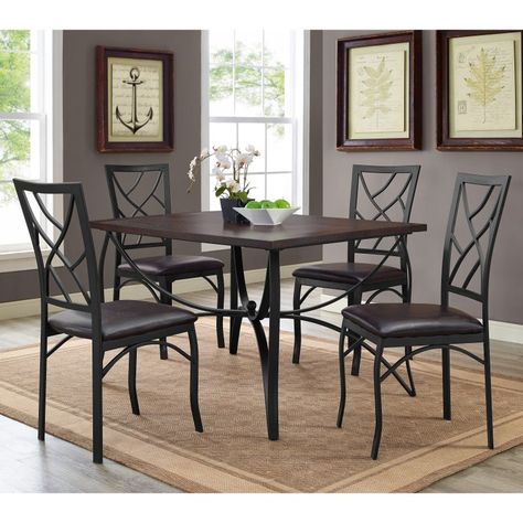 Metal Dining Room Chairs, Dinning Table Set, Transitional Dining, Bed Frame Design, Dinette Sets, Modern Dining Room Tables, Metal Dining Table, Metal Dining Chairs, 5 Piece Dining Set