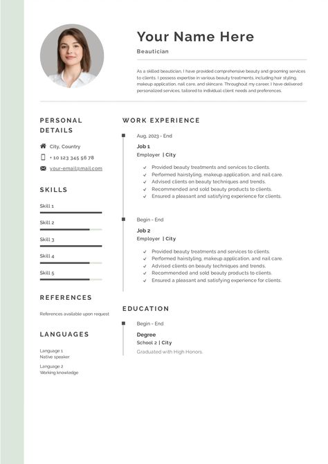 Beautician Resume Templates For A Perfect Resume Cosmetology Resume, Perfect Cover Letter, Resume Guide, Best Resume Format, Perfect Resume, Resume Builder, Manager Resume, Resume Format, Best Resume