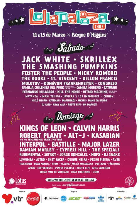 Lollapalooza Chile, Dillon Francis, Foster The People, The Kooks, Smashing Pumpkins, Flyer And Poster Design, Jack White, Music Is Life, The Fosters