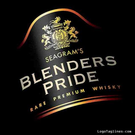 Blenders Pride Tagline Indian Whisky, Logo And Tagline, Whiskey Logo, Black Paper Background, Pride Logo, Pernod Ricard, Famous Logos, Alcohol Bottles, Corporate Logo