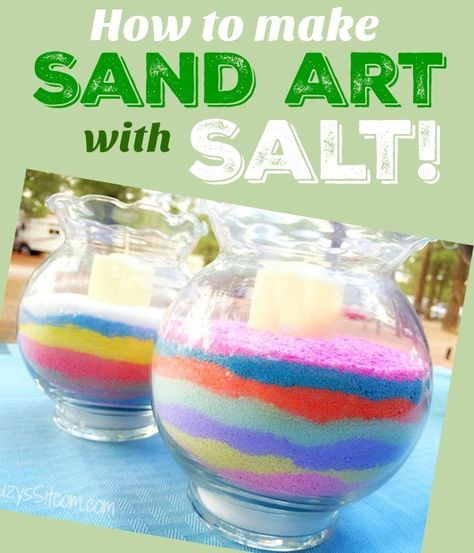 I have never seen anyone grate up sidewalk chalk but what an amazing (and super-cheap) way to add color to your crafting supplies. Add to add an even more interesting idea, let’s see what you can create by adding salt to the chalk powder: These sand art bowls are so fun and a perfect craft … Sand Art Diy, Sand Art For Kids, How To Make Sand, Sand Art Projects, Sand Art Bottles, Salt Art, Art Bowls, Sand Crafts, Colored Sand