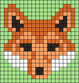 Alpha pattern #126258 | BraceletBook Fox Alpha Pattern, Fox Trot, Fennec Fox, Melty Beads, Fox Head, Kawaii Cartoon, Alpha Pattern, Alpha Patterns, Friendship Bracelet Patterns