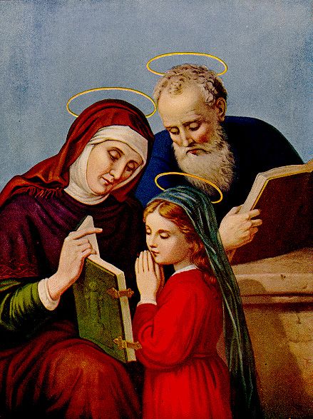 St. Anne and St. Joachim with Mary as a child. Nativity Of Mary, Saint Joachim, Happy Feast, Saint Ann, Mama Mary, St Anne, Blessed Mother Mary, Religious Images, The Virgin Mary