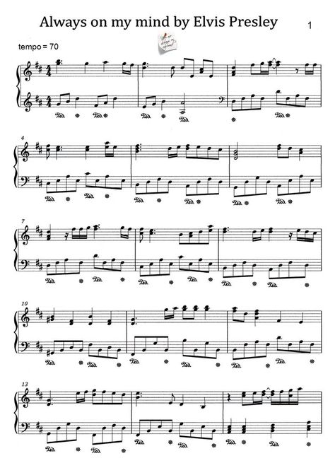 Always on my mind by Elvis Presley Version 2 page 1 Always On My Mind, On My Mind, Piano Sheet, Piano Sheet Music, Elvis Presley, My Mind, Sheet Music, Piano, Guitar