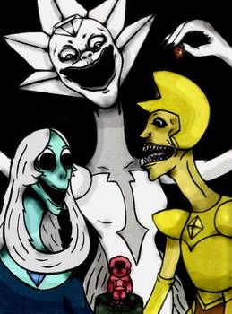 Scary Steven Universe, Scary Drawings, Steven Universe Anime, Creepy Faces, Steven Universe Drawing, Steven Universe Characters, Steven Universe Fanart, Anime Family, Cute Doodle Art