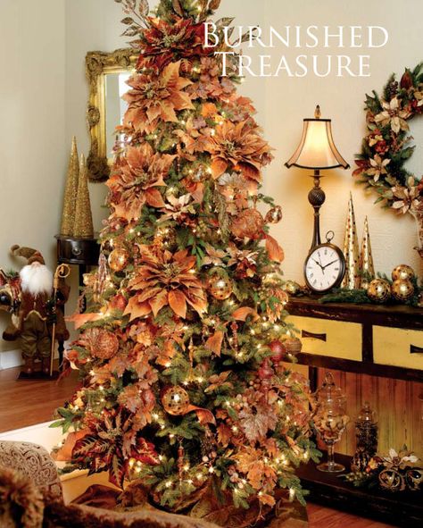 Burnt Autumn Palette Christmas Tree Decorating Theme Theme Decorations Ideas, Palette Christmas Tree, Orange Christmas Decor, Fall Christmas Tree, Orange Christmas Tree, Christmas Tree Inspo, Thanksgiving Tree, Gold Christmas Tree Decorations, Christmas Tree Decorating Themes