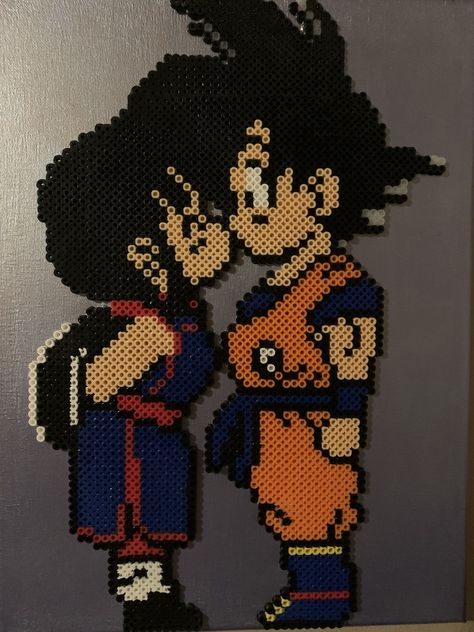 Dragon Ball Z Perler Bead Pattern, Dbz Perler Beads, Dragonball Perler Beads, Dragon Ball Z Perler Beads, Dragon Ball Perler Beads, Goku Perler Beads, Anime Perler Bead Patterns, Hama Beads Aesthetic, Pixel Art Dragon Ball