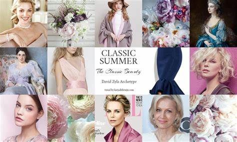 David Zyla’s 24 Archetypes – STYLE COMES TO MIND | Soft summer colors, Summer color palette ... Zyla Classic Beauty, Light Summer Classic Style, Light Summer Soft Classic, Light Summer Romantic Kibbe, Classic Summer Zyla, David Zyla Classic Summer, Zyla Archetypes Summer, Classic Summer Color Palette, David Zyla Archetypes Summer