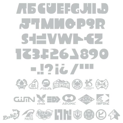 Inkling (Splatoon) font by eli Inkling Language, Splatoon Font, Splatoon Language, Inkling Base, Inkling Splatoon, Game Font, Font Bubble, English Characters, Splatoon 2 Art