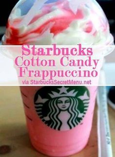 Top 10 DIY Starbucks Secret Menu Drink Recipes To Can Make Right At Home | YourTango Cotton Candy Starbucks, Cotton Candy Frappuccino, Frappuccino Starbucks Secret Menu, Starbucks Secret Menu Recipes, Cinnamon Dolce Syrup, Starbucks Strawberry, Starbucks Drinks Diy, Healthy Starbucks Drinks, Secret Starbucks Drinks