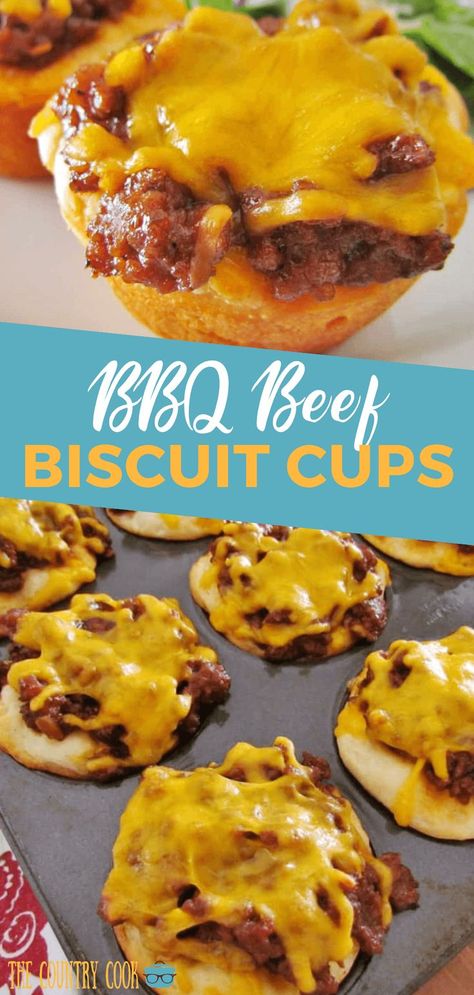 Hamburger Meat Finger Foods, Group Appetizers, Bbq Cups, Biscuit Cups Recipes, Bbq Hamburgers, Tailgate Ideas, Biscuit Cups, Potatoe Salad, Recipe Folder