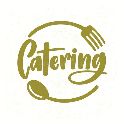 Catering company logo with elegant lettering handwritten with cursive font decorated with fork and spoon. Creative food. Illustration about decorative, cooking, cuisine - 111480636 Catering Company Logo, Cursive Fonts Handwritten, Catering Logo, Elegant Lettering, Catering Company, Fork And Spoon, Cursive Font, Catering Companies, Service Logo