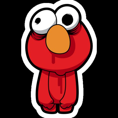 Elmo is a fluffy red monster with an orange nose and big eyes, which has a funny laugh. Usually, Elmo is cheerful and positive, but today something is wrong with him. Maybe he turned into a slow... Red Characters Cartoon, Red Cartoon Characters, Orange Drawings, Asylum Patient, Elmo Christmas, Red Characters, Red Graffiti, Easy Graffiti, Red Monster