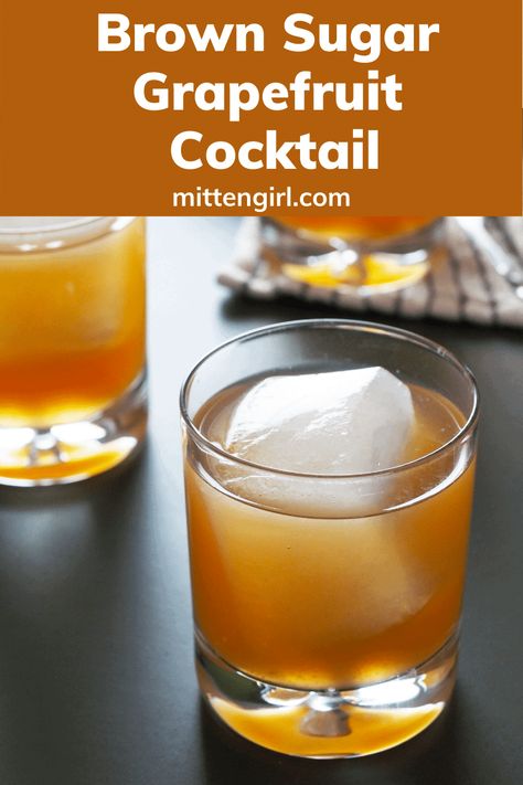 This Brown Sugar Grapefruit cocktail is a spin on a Brown Derby, which proves that bourbon and grapefruit are a surprisingly tasty combination. Grapefruit Bitters Cocktail, Bourbon Drinks Recipes, Grapefruit Drink, Brown Sugar Simple Syrup, Grapefruit Bitters, Grapefruit Cocktail, Bourbon Recipes, Bourbon Cocktail, Candy Cocktails