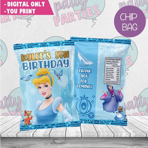 Cinderella Banner, Cinderella Cupcake Toppers, Cinderella Centerpiece, Cinderella Birthday Invitation, Cinderella Cake Topper, Cinderella Invitations, Cinderella Cupcakes, Chips Bags, Cinderella Birthday Party