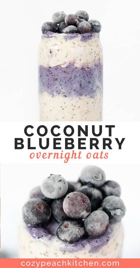 Coconut Blueberry Overnight Oats are an easy and healthy breakfast recipe. This oatmeal is made with coconut milk and non-dairy milk, so it's 100% vegan and 100% delicious! #veganbreakfast #breakfastrecipes #dairyfree #veganrecipes #blueberryrecipes #healthy Coconut Blueberry, Easy And Healthy Breakfast, Blueberry Overnight Oats, Peach Kitchen, Overnight Oatmeal Recipes, Oat Recipes Healthy, Healthy Breakfast Recipe, Non Dairy Milk, Overnight Oats Recipe Healthy