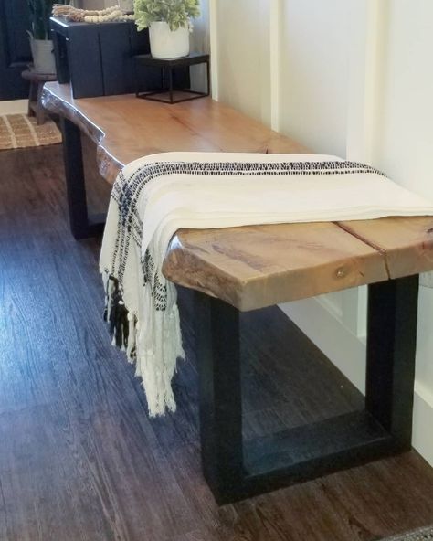 Small Entry Bench, Entry Bench Diy, Wooden Bench Indoor, Diy Live Edge, Small Entryway Bench, Foyer Bench, Wood Entryway Bench, Diy Wood Bench, Live Edge Bench