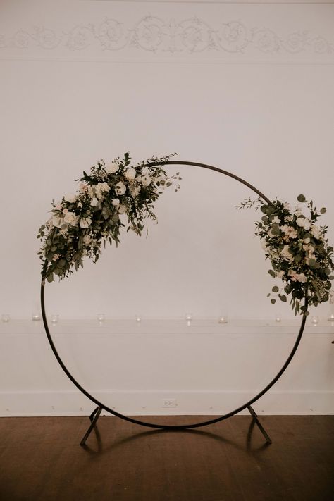 Black Circle Arch Wedding, Mimosa Wall, Circle Arch Wedding, Circular Wedding Arch, Engagement Party Planning, Fall Wedding Arches, Circle Arch, Wedding Arbors, Metal Wedding Arch