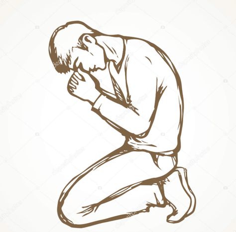 Pray Pose Drawing, Praying Reference, Praying Pose Reference Drawing, Praying Drawing Reference, Person Praying On Knees Reference, Person Praying Reference, Praying On Knees Drawing, Praying Pose Reference, Drawing Of Praying